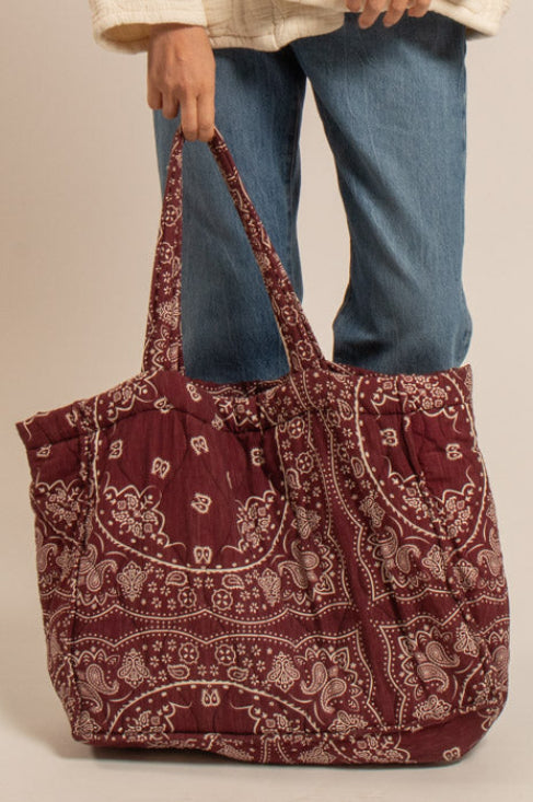 PADDED VISCOSE BAG "BANDANA" BORDEAUX