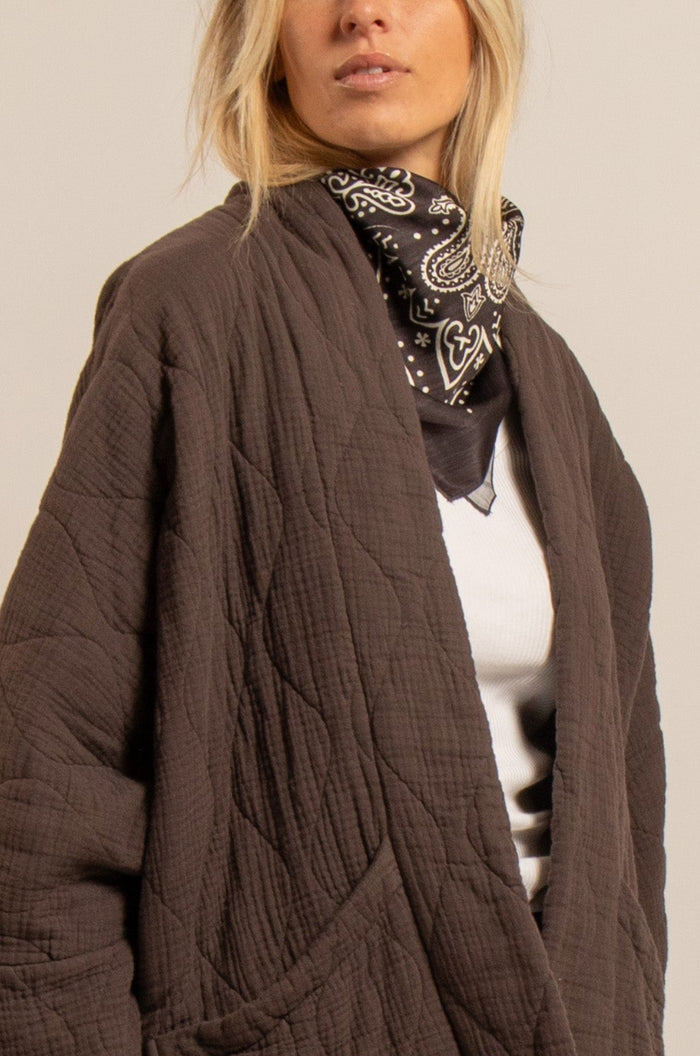 PADDED COTTON MUSSELINE JACKET CHOCOLATE