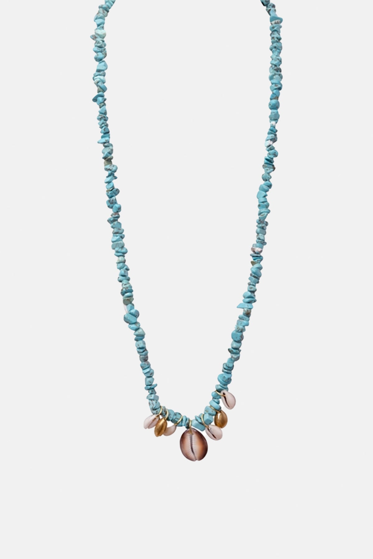 LONG NECKLACE "TROPICAL“ TURQUOISE/SHELLS