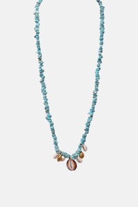 LONG NECKLACE "TROPICAL“ TURQUOISE/SHELLS