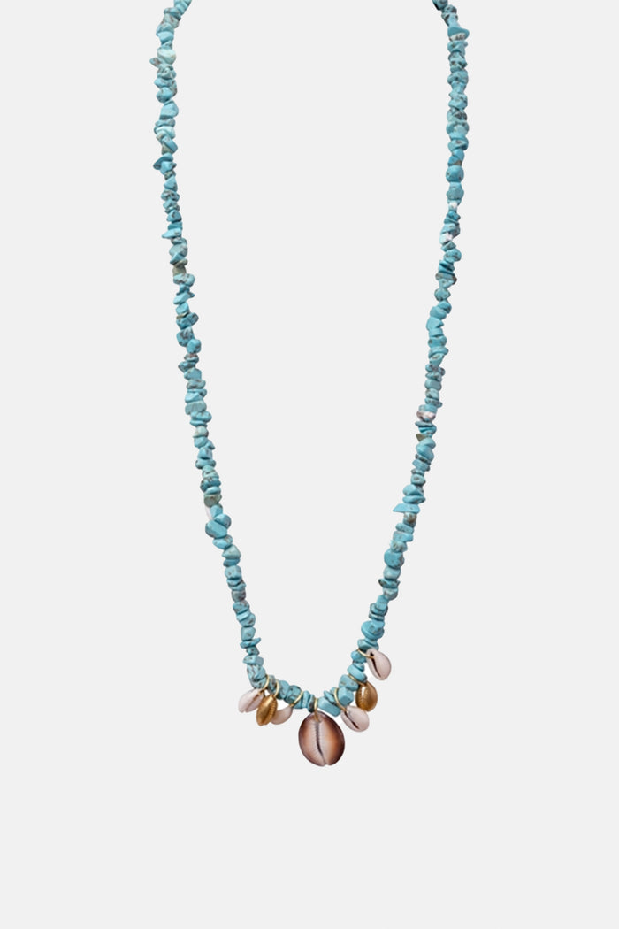 LONG NECKLACE "TROPICAL“ TURQUOISE/SHELLS