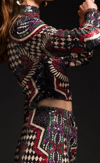 TURTLENECK TOP WITH SEQUINS "ETERNAL" MULTICOLOR