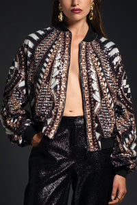 BOMBER JACKET WITH SEQUINS "ABUNDANCE" MULTICOLOR