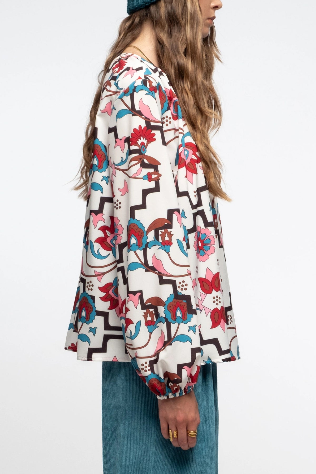 BLOUSE WITH FLOWER PRINT ECRU/MULTI