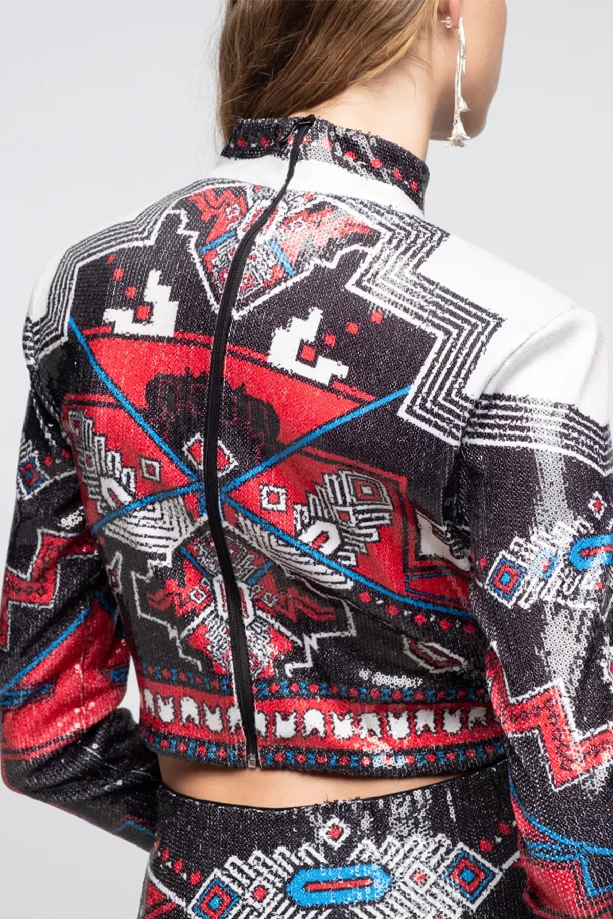 TURTLENECK TOP WITH SEQUINS MULTICOLOR