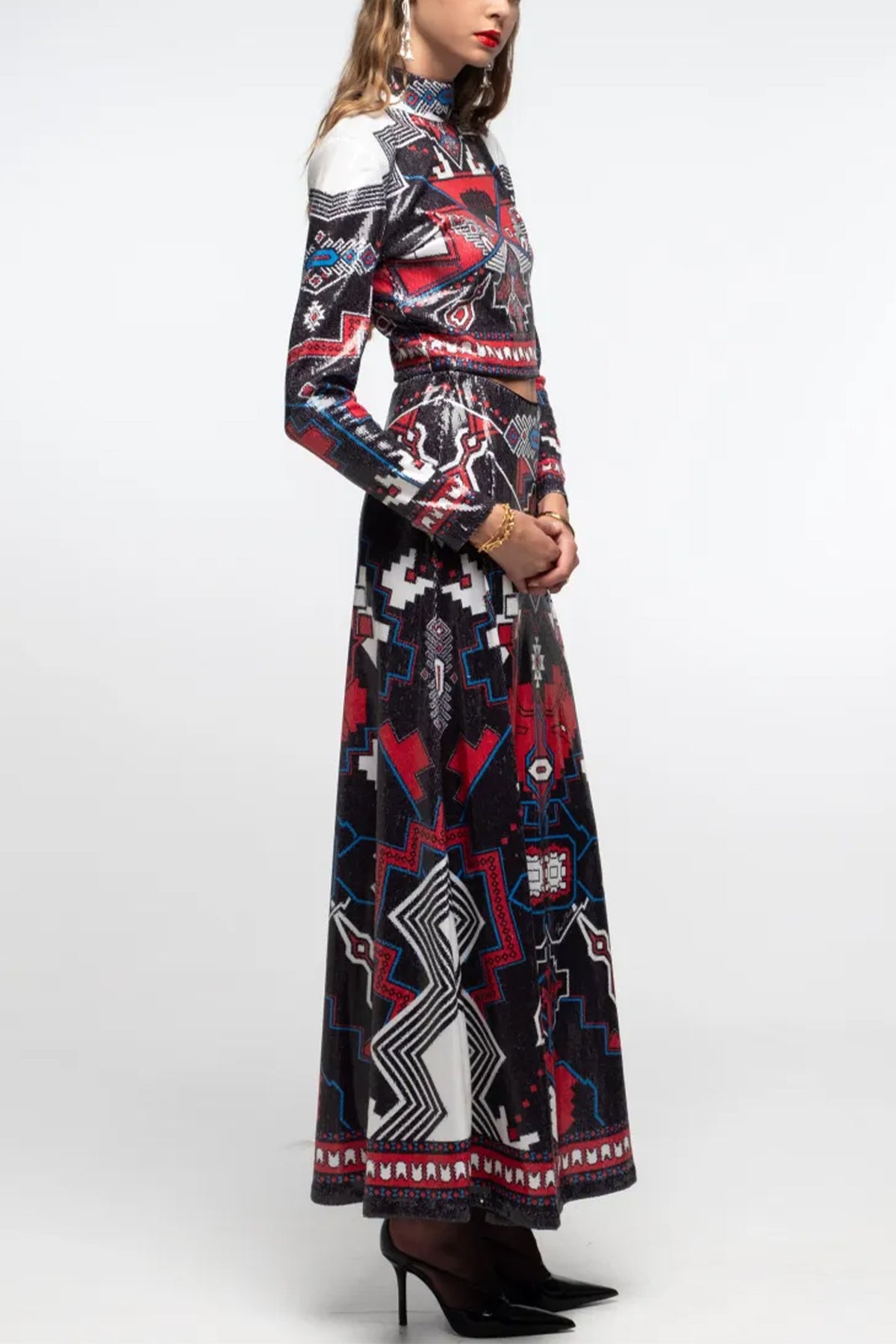 TURTLENECK TOP WITH SEQUINS MULTICOLOR