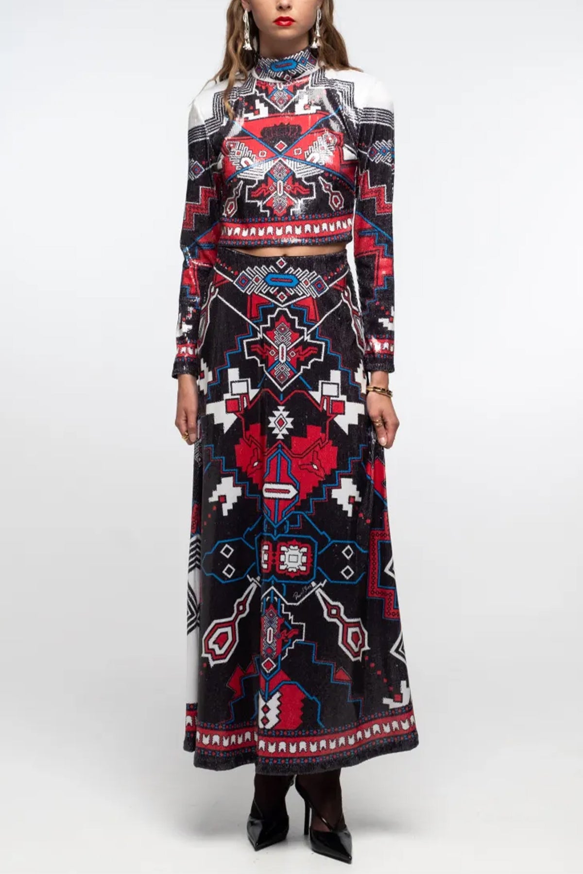 TURTLENECK TOP WITH SEQUINS MULTICOLOR