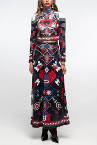 LONG SKIRT WITH SEQUINS MULTICOLOR