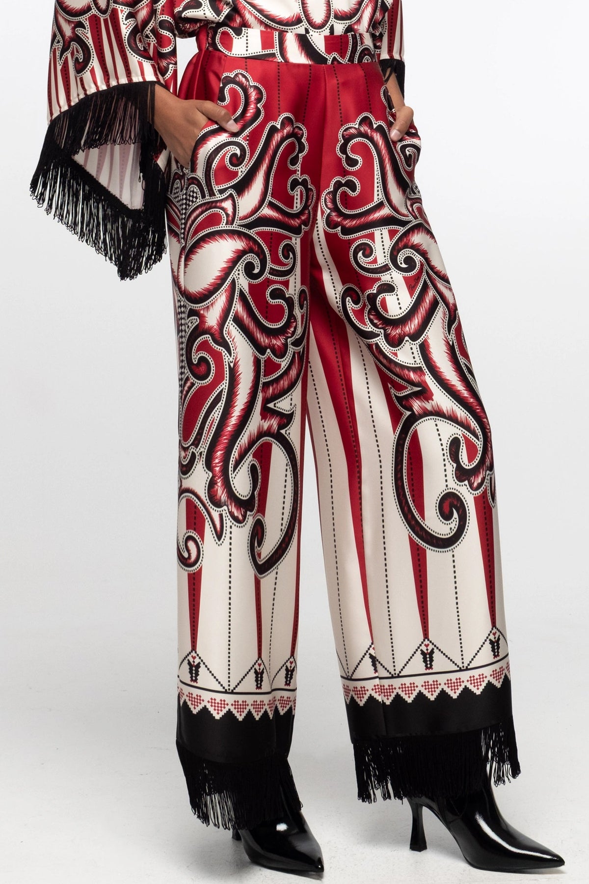 WIDE LEG SATIN CROPPED PANTS "ALCHEMY"