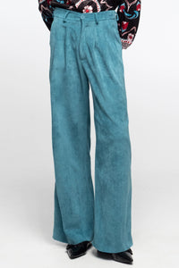 WIDE LEG CORDUROY PANTS TEAL