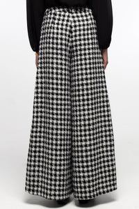 WIDE LEG TWEED PANTS WITH LUREX BLACK/WHITE
