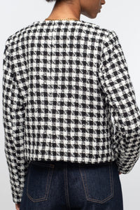 CROPPED TWEED BLAZER WITH LUREX BLACK/WHITE