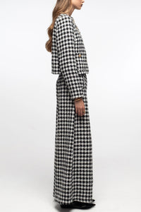 WIDE LEG TWEED PANTS WITH LUREX BLACK/WHITE