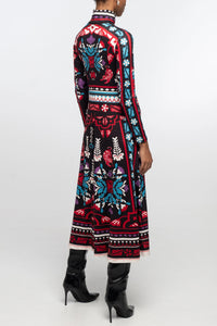 BODYCON DRESS WITH PLACEMENT PRINT BLACK/MULTICOLOR