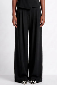 WIDE LEG VISCOSE PANTS BLACK