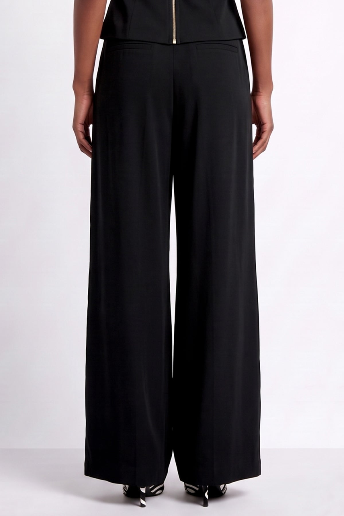 WIDE LEG VISCOSE PANTS BLACK