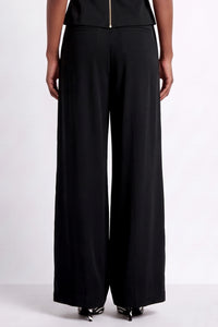 WIDE LEG VISCOSE PANTS BLACK