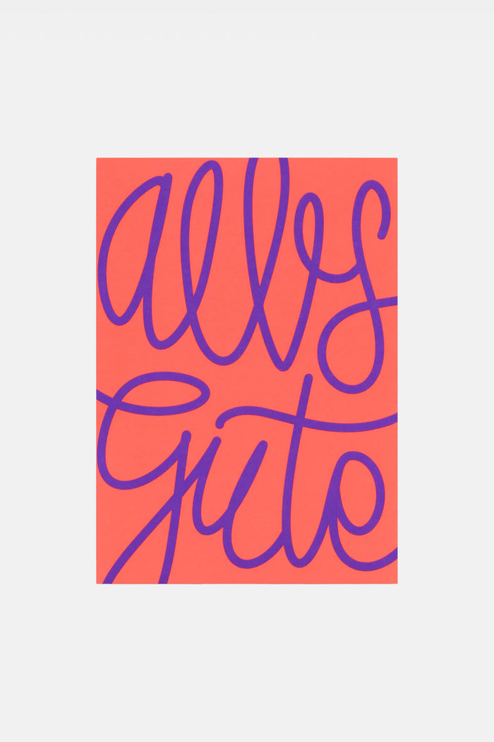 GREETING CARD "ALLES GUTE" CORAL/PURPLE