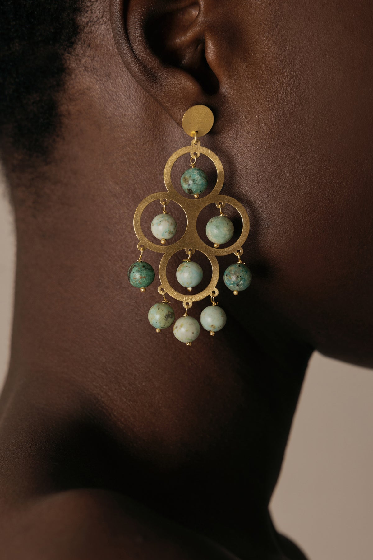 CHANDELIER EARRINGS "ANGELINA" GOLD/TURQUOISE