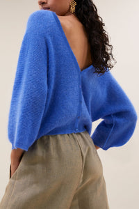 VERSATILE ALPACA/MOHAIR FINEKNIT CARDIGAN BLUE