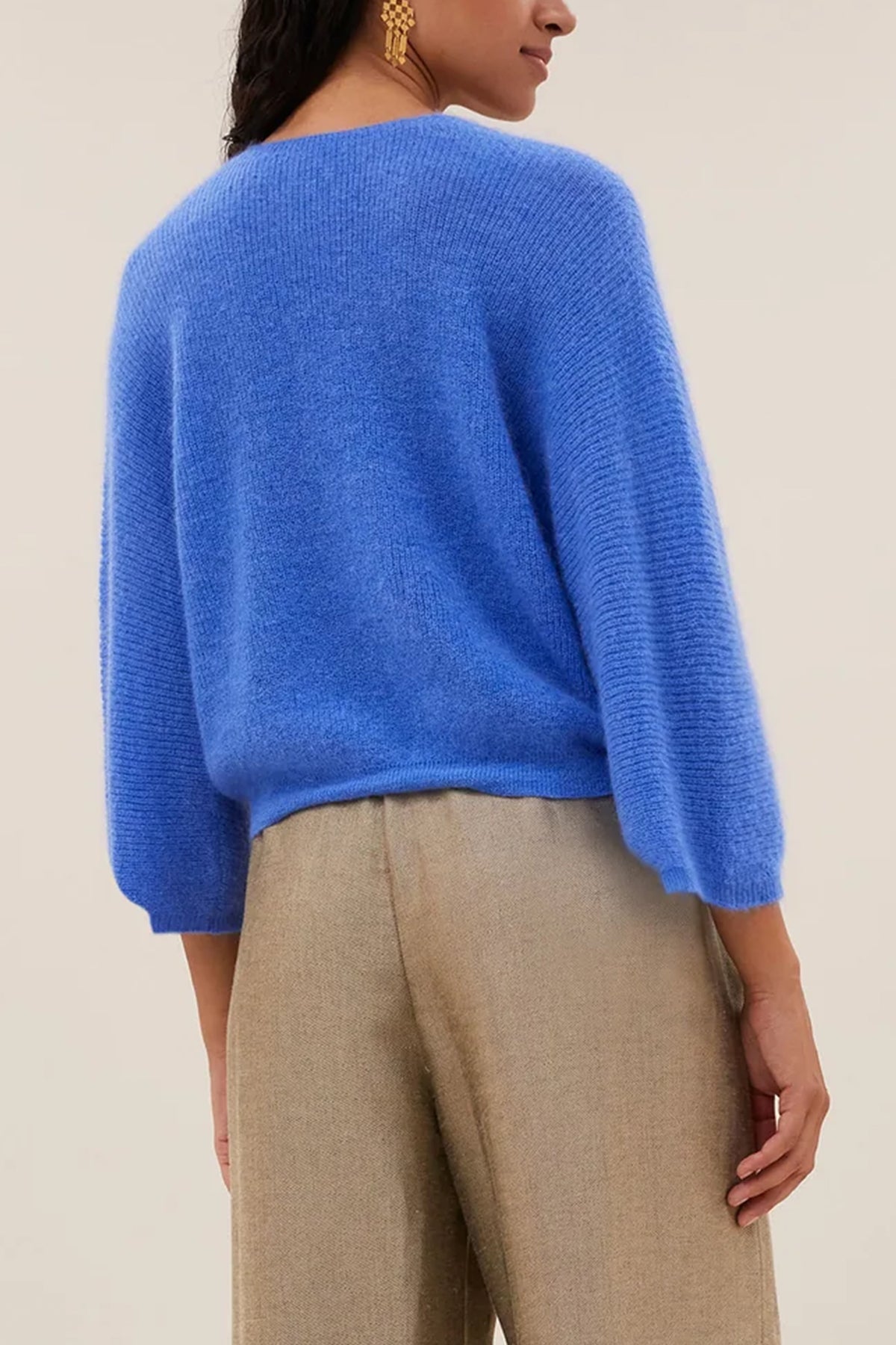 VERSATILE ALPACA/MOHAIR FINEKNIT CARDIGAN BLUE