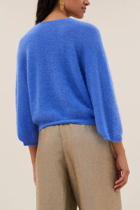 VERSATILE ALPACA/MOHAIR FINEKNIT CARDIGAN BLUE