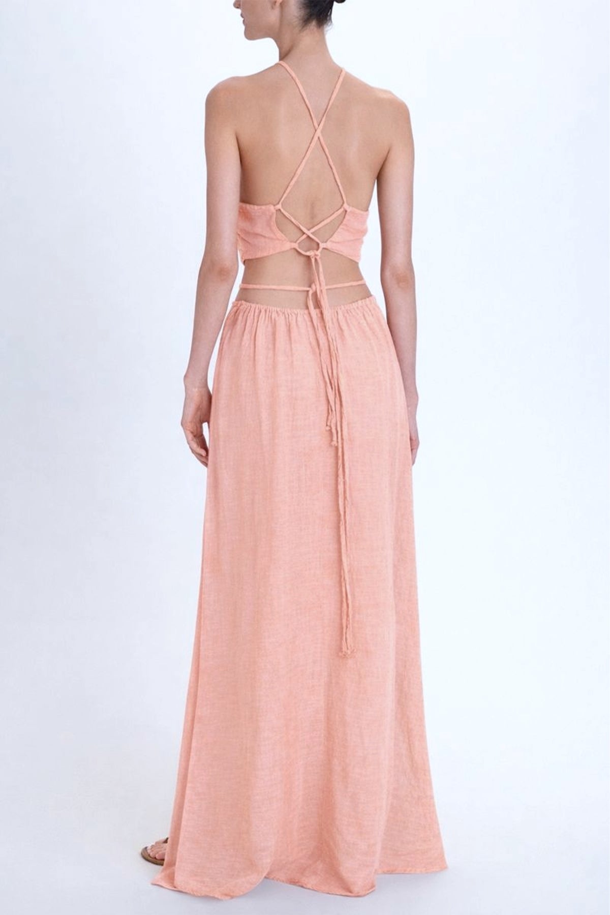 BACKLESS DRESS WITH CUTOUTS "MALIA" PAPAYA