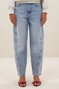 ORGANIC COTTON BARREL DENIM PANTS LIGHT BLUE