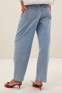 ORGANIC COTTON BARREL DENIM PANTS LIGHT BLUE