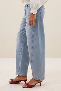 ORGANIC COTTON BARREL DENIM PANTS LIGHT BLUE