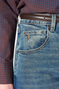 BARREL STRETCH DENIM PANTS "BAXTER" WASHED BLUE