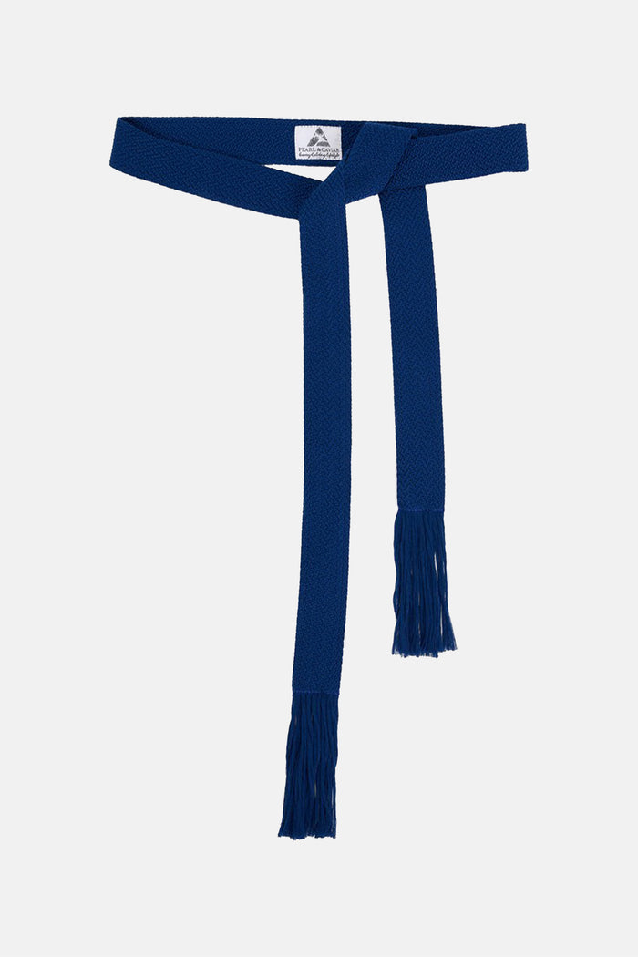 WOVEN BELT WITH FRINGES BLUE