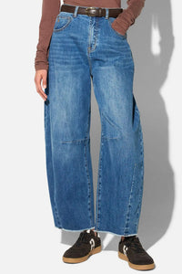 BARREL STRETCH DENIM PANTS "BILLY" MID BLUE