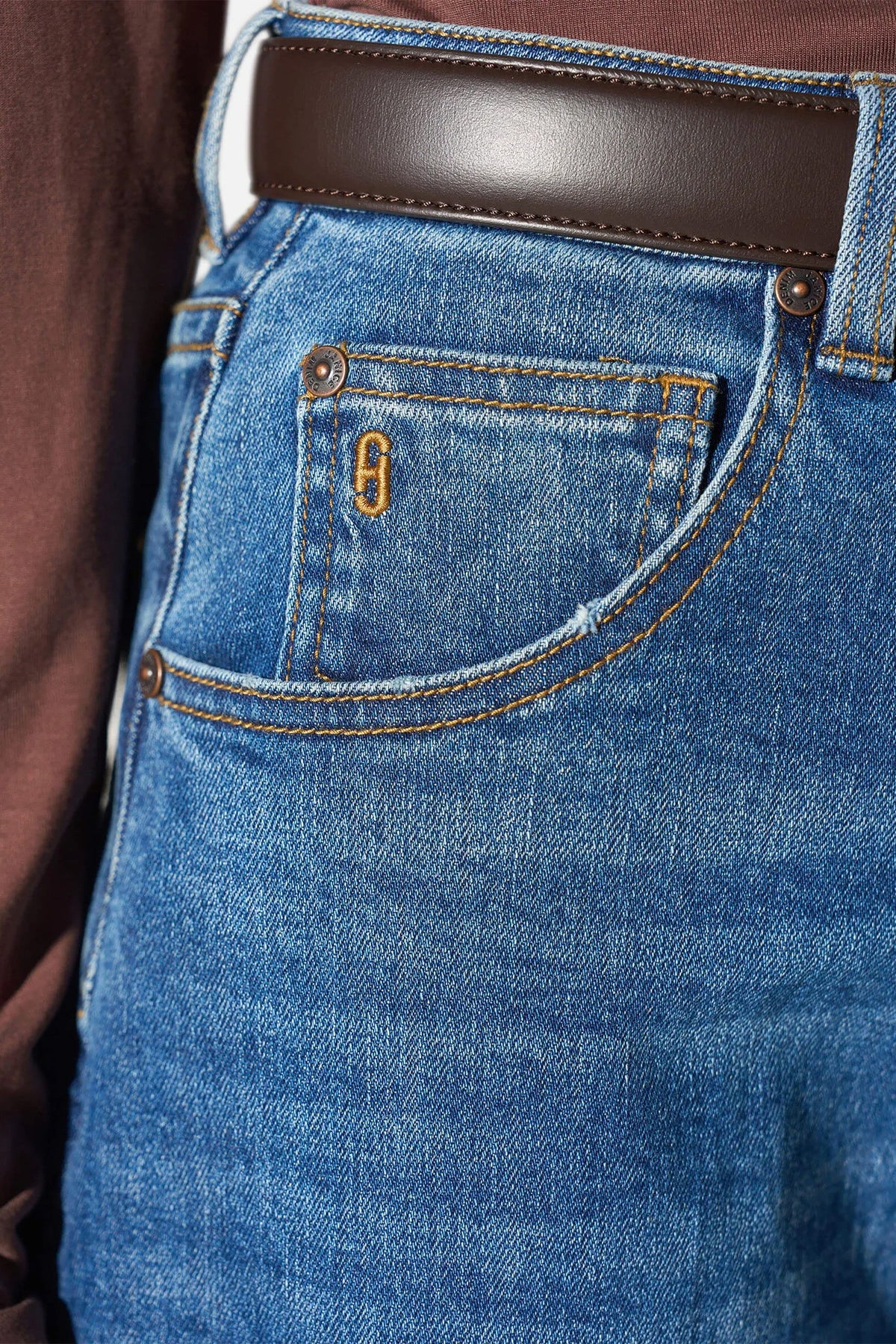 BARREL STRETCH DENIM PANTS "BILLY" MID BLUE