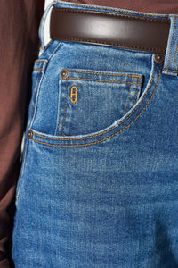 BARREL STRETCH DENIM PANTS "BILLY" MID BLUE