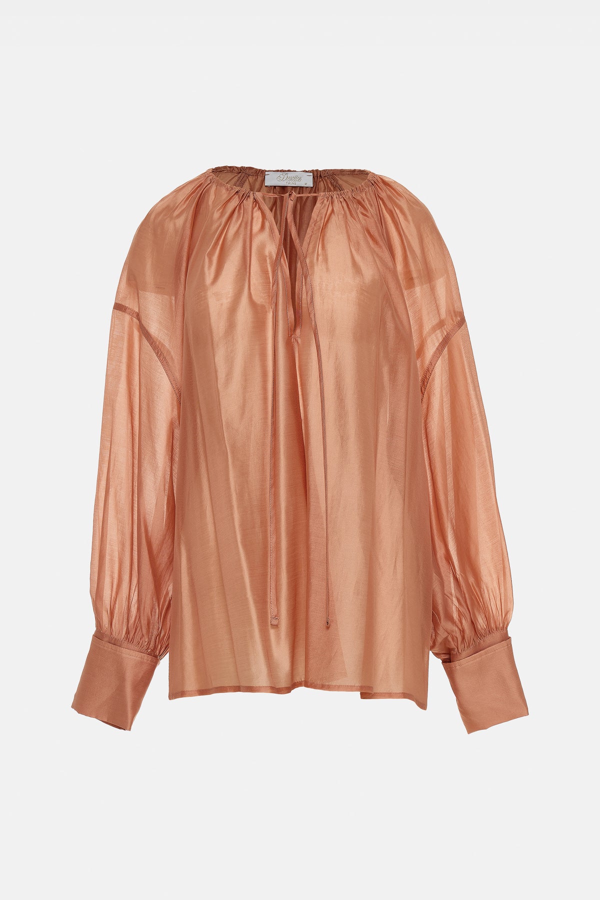 OVERSIZED TRANSPARENT BLOUSE "SILKSTONE" POWDER