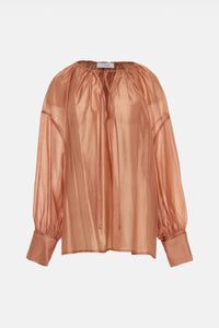 OVERSIZED TRANSPARENT BLOUSE "SILKSTONE" POWDER