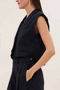SHORT PINSTRIPE VEST MIDNIGHT/SPARKLE