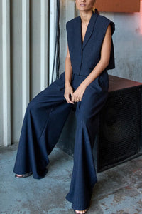 SHORT PINSTRIPE VEST MIDNIGHT/SPARKLE