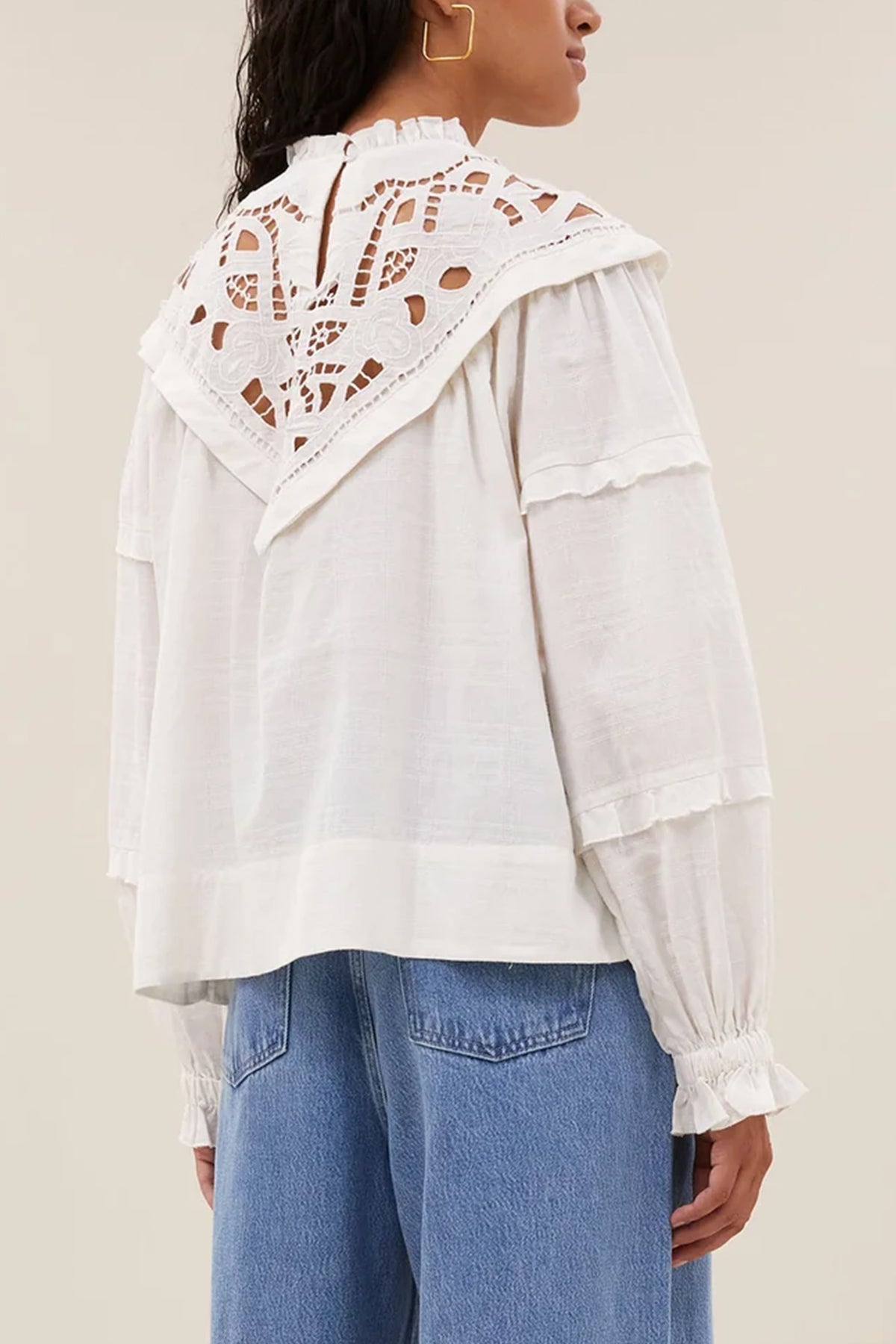EMBELLISHED COTTON BLOUSE OFF WHITE