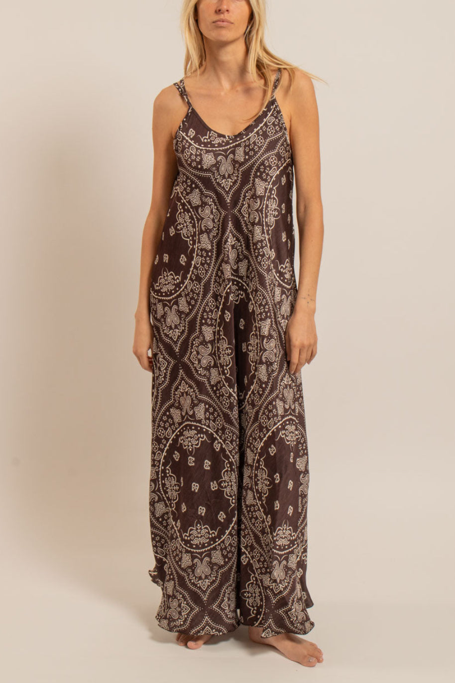 STRAPPY VISCOSE DRESS „BANDANA“ CHOCOLAT