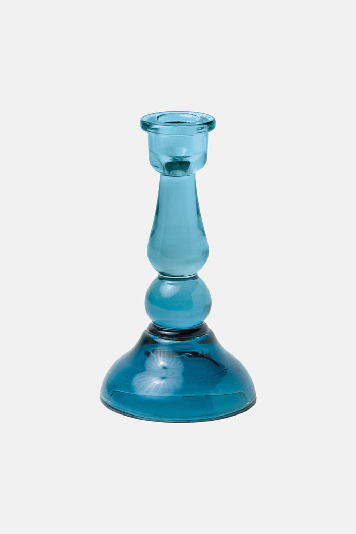 GLASS CANDLE HOLDER BLUE