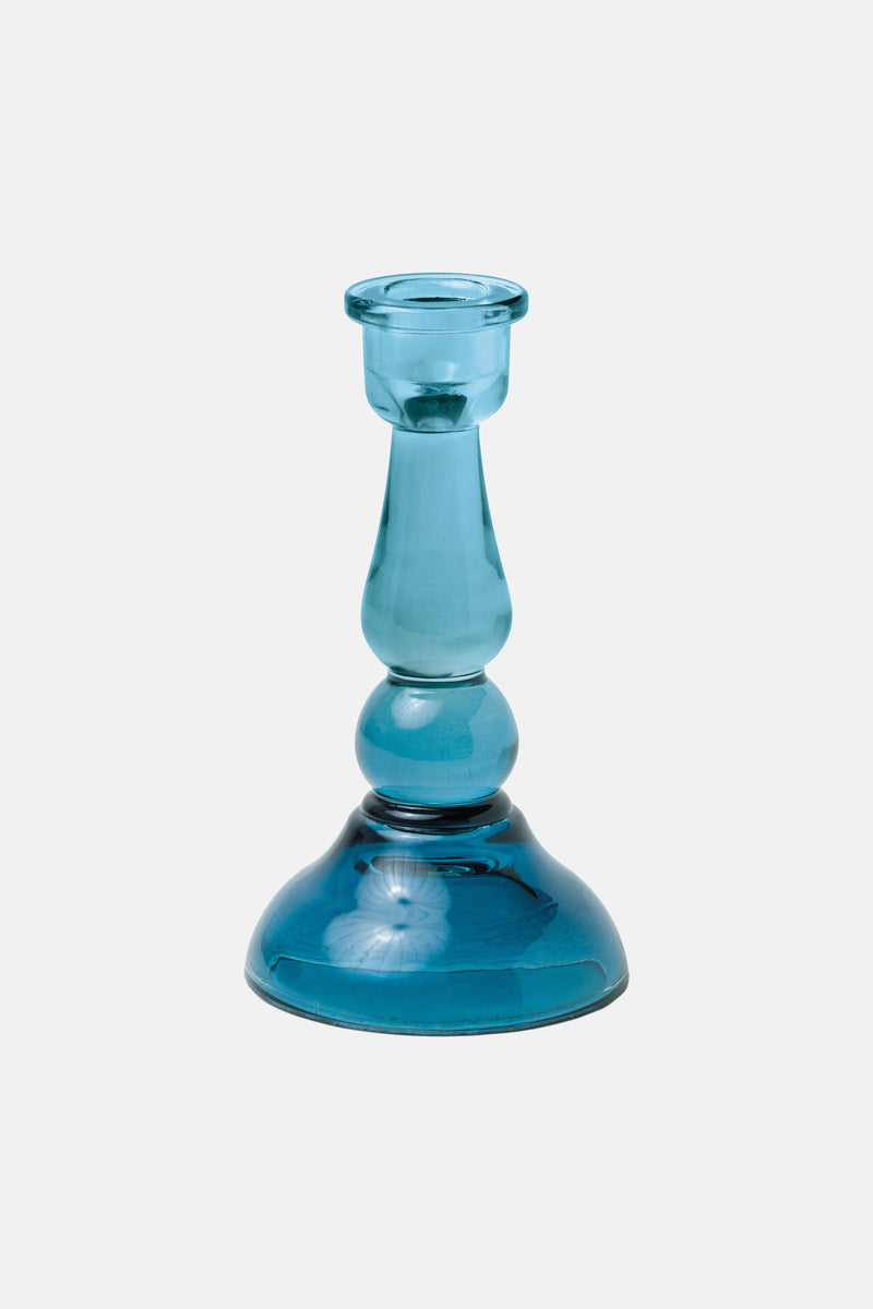 GLASS CANDLE HOLDER BLUE