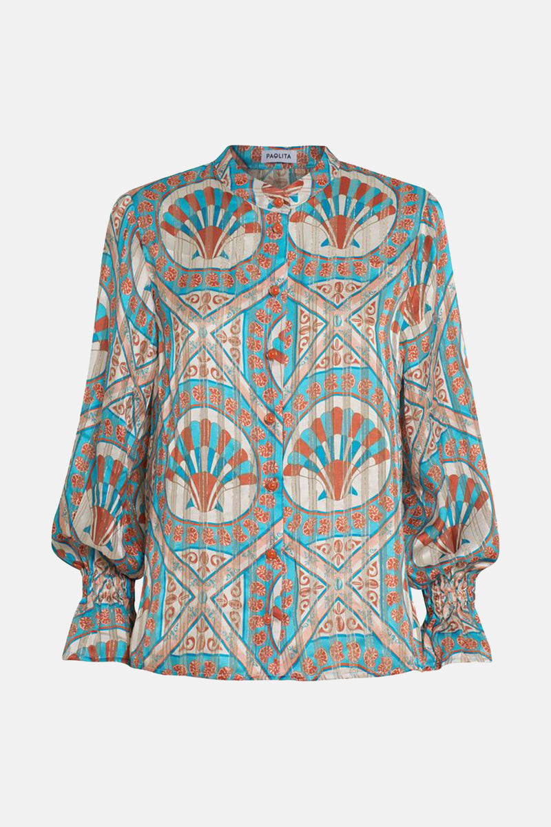 SILK BLOUSE WITH LUREX DETAILS "CERAMICA" MULTICOLOR