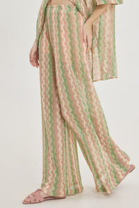 WIDE KNITTED PANTS "CHAD" GREEN/BEIGE