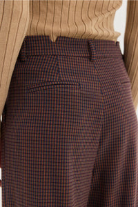 CHECKERED WIDE LEG PANTS BROWN/ORANGE