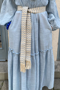 WOVEN BELT "CHEVRON" ICE BLUE/ECRU