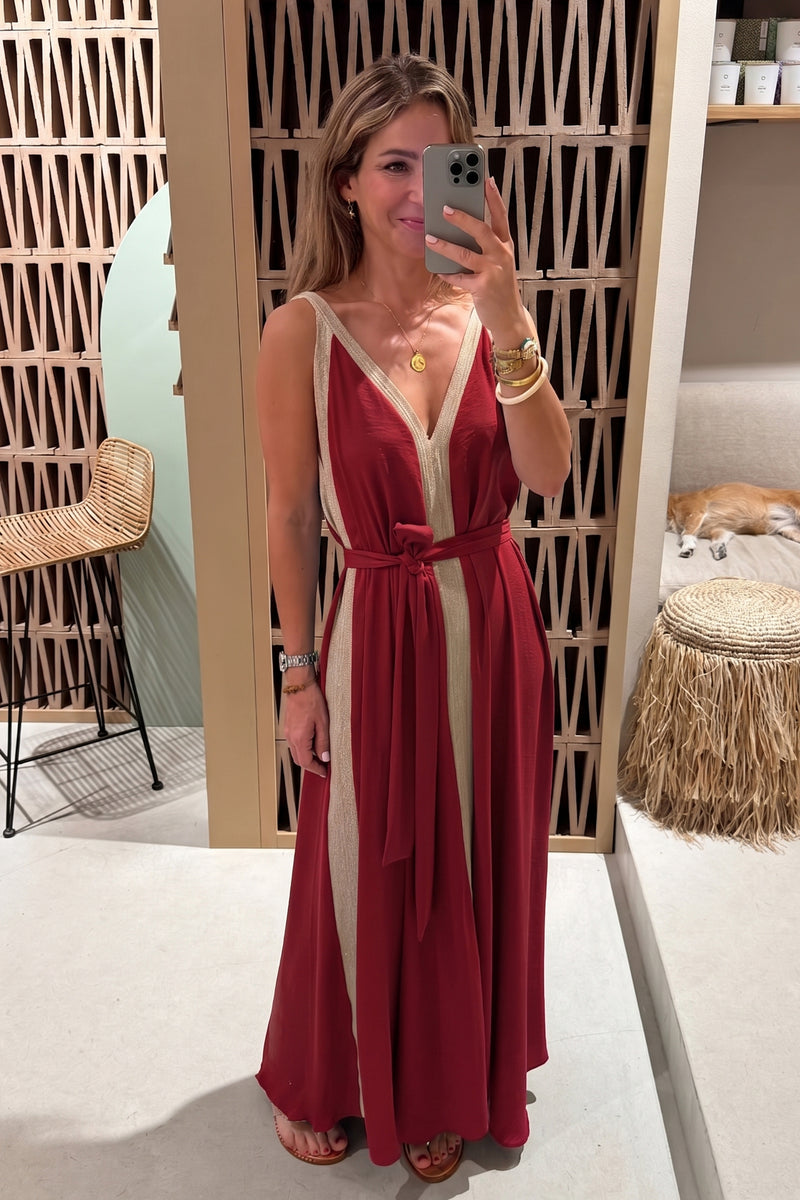 FLOWY LONG DRESS "ATHENA" CHILI RED
