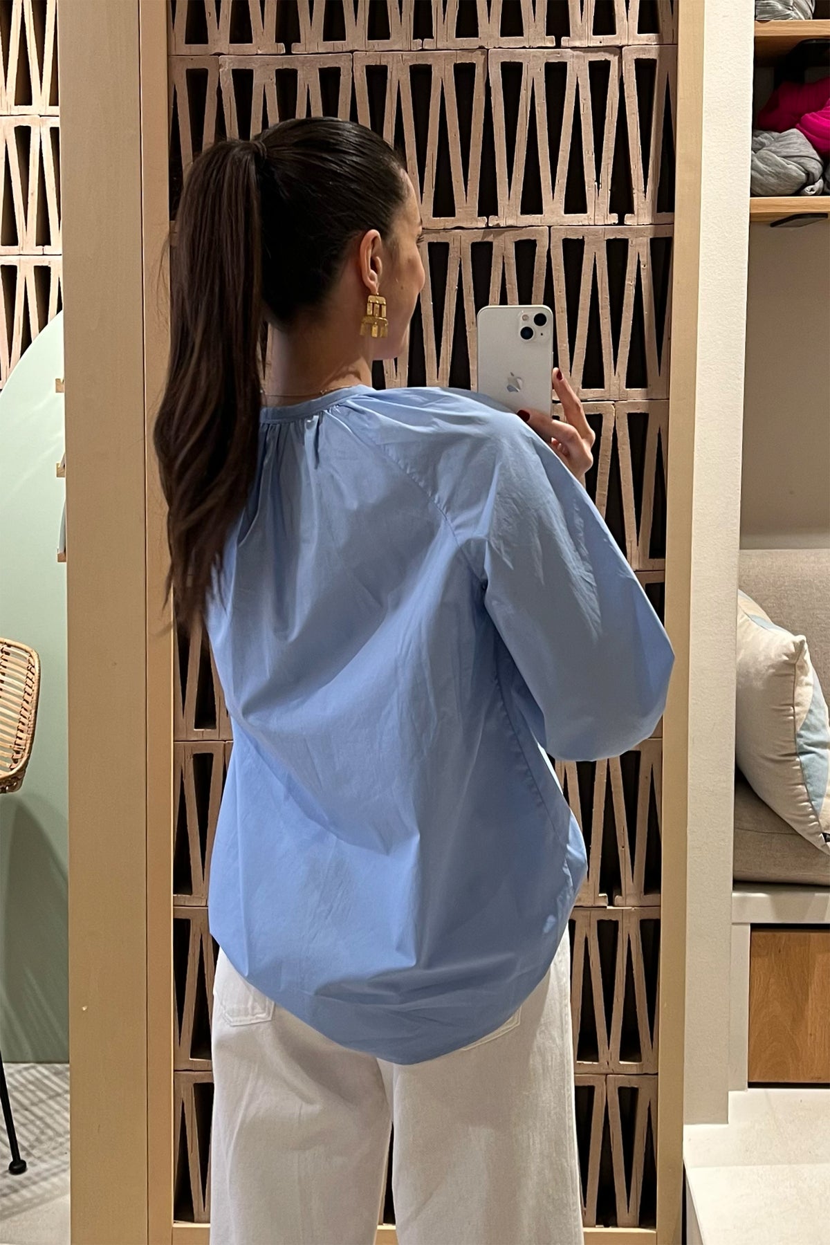 COTTON BLOUSE WITH BALLOON SLEEVES CIEL