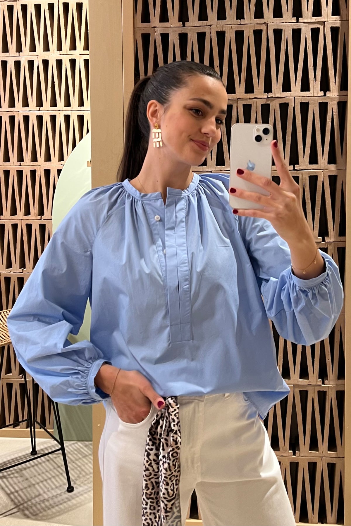 COTTON BLOUSE WITH BALLOON SLEEVES CIEL